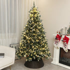 HOMCOM - Arbre de Noël artificiel pré-éclairé 6 pi avec lumière LED bicoloure-Les branches formées de manière intégrée imitent l'aspect d'un véritable arbre 
