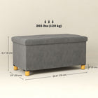 HOMCOM - Repose-pieds ottoman pliable rembourré en velours - gris-Panneaux en MDF solide et pieds en bois de caoutchouc supportant jusqu'à 264 lb (120 kg) 
