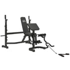 Soozier Weight Bench Stand with Squat Rack-Features preacher curl pad, leg extension, bench press, chest fly machine