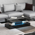 HOMCOM High Gloss Coffee Table with Adjustable LED Light - High Gloss Black-Detachable LED strip for convenience