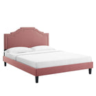 Modway Adelaide Performance Velvet King Platform Bed - Dusty Rose-Wood Slat Support System