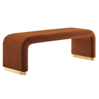 Modway - Koda Performance Velvet Banc long de la chute d’eau - Rouille en laiton-Revêtement en velours de performance