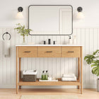 Modway Zaire 48" Single Sink Bathroom Vanity - Natural/White-Metal Handle Pulls