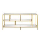 Hudson&Canal - Meuble TV Winthrop avec étagères en verre pour téléviseurs jusqu'à 60 pouces - Laiton-Un design contemporain moderne peut accueillir des téléviseurs jusqu'à 60 pouces pour votre espace de divertissement
