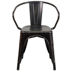 Flash Furniture – Chaise en métal avec accoudoirs pour l’intérieur et l’extérieur, noir/or patiné (CH31270BQ)-Finition enduite de poudre dorée antique et noire