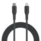 AXS PROCharge Premium USB-C to Lightning Braided Cable - Black/Grey-Made from recycled materials