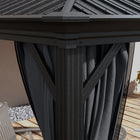 Outsunny Outdoor Canopy Hardtop Gazebo - 10' x 12' - Dark Grey-The double-tier design promotes airflow 