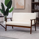 HOMCOM - Canapé loveseat avec pieds en bois de caoutchouc - blanc crème-Les coussins épais et rembourrés offrent soutien et détente 