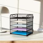 ShoppingAll - Organisateur de bureau à 5 plateaux en treillis métallique pour lettres et dossiers, avec poignée-Assemblage Facile Sans Outils – Aucun outil requis. Le montage se fait rapidement en quelques minutes grâce à un système simple de glissement et de verrouillage