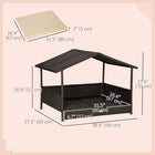 PawHut Wicker Dog House with Removable Cushion - Cream White-Constructed of steel with all-weather PE rattan with top roof, UV and water-resistant, suitable for all kinds of weather 