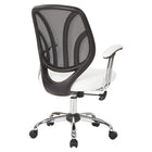 Work Smart Screen Back Task Chair With White Faux Leather Seat, Black and White-One-touch pneumatic seat height adjustment