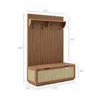 Modway Soma Fluted 3-in-1 Hall Tree with Storage Bench & Coat Rack - Walnut-Fluted Wall Panel with Hooks and Shelf