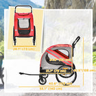 Aosom - Remorque de vélo pour chien 2-en-1, poussette pour animal de compagnie pour voyage avec roue universelle, réflecteurs, drapeau, rouge-Écran en maille zippé à l’avant, sur le dessus, sur les côtés et à l’arrière assurant une bonne ventilation et un accès facile 