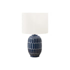 Monarch Specialties 22" H Contemporary Table Lamp - Blue Ceramic / Ivory / Cream Shade-A contemporary 22"h table lamp featuring a chic blue ceramic base and a sophisticated ivory fabric shade that effortlessly complements modern decor styles, adding a touch of elegance to any end or side table, console table, or nightstand