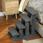 PawHut 23.5" 4-Step Pet Stairs with Carpeted Scratching Post - Dark Grey-Colour: Dark Grey 