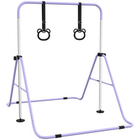 Qaba Kids Foldable Horizontal Gymnastics Bar - Purple-Stable triangular structure reduces risk of tipping during use 