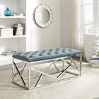 Modway Intersperse Bench - Sea Blue-Velvet Polyester Upholstery