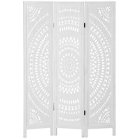 HOMCOM 3 Panel Wood Freestanding Room Divider for Home Office - White-Three panels divide room or create private space 
