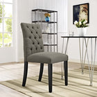 Modway Duchess Button Tufted Fabric Dining Chair - Granite-Solid Rubberwood Legs