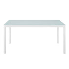 Modway Raleigh 59" Outdoor Patio Aluminum Dining Table - White-Tempered Glass Table Top