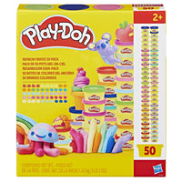 Play-Doh - pack de 50 pots arc-en-ciel-50 pots amusants à partager : ce pack play-doh est parfait pour faire des petits cadeaux pour enfants (contient du blé)