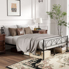 HOMCOM - Cadre de lit plateforme en métal taille complète avec tête de lit - noir-Convient aux matelas doubles standards de 53,9 po x 74,8 po (137 x 190 cm), y compris les types en mousse à mémoire de forme, latex, hybride et à ressorts 