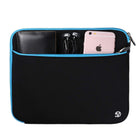 Vangoddy - Housse de protection en néoprène pour ordinateur portable 12" avec poche supplémentaire - Noir/Bleu-Intérieur rembourré pour amortir les chocs et prévenir les rayures