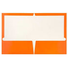 JAM Paper Laminated Two-Pocket Glossy Presentation Folders - Orange - 6 Pack-Size: 9.5 x 11.5 inches