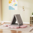 Qaba - Canapé modulable pour enfants, blocs d’escalade en mousse avec piscine à balles - gris - ensemble de 12-Supporte jusqu'à 99 lb (45 kg), convient à plusieurs enfants 