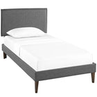 Modway Camille Fabric Twin Platform Bed with Squared Tapered Legs - Grey-Mounts in Four Locations
