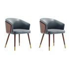 Manhattan Comfort - Lot de 2 chaises de salle à manger modernes Reeva 59 cm, revêtement similicuir, noyer et gris graphite-Chaise de salle à manger moderne pour salle à manger et usage de travail lot de 2