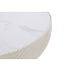 Manhattan Comfort - Table basse moderne Anderson 28,15 po en similicuir crème-Caractéristiques Base Ronde Moderne Dorée