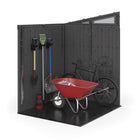 Suncast - Remise de rangement Modernist 6 pi x 5 pi - Cyberspace/Gris colombe-Parfaite pour ranger l’équipement de pelouse, les fournitures de jardinage, les vélos et bien plus encore.