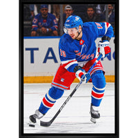 Artemi Panarin Rangers Action - Framed Canvas - 22" x 31"-Premium canvas print with gallery-wrapped edges