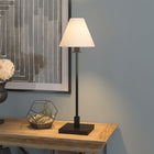 Hudson&Canal Clement 28" Tall Table Lamp with Fabric Shade - Blackened Bronze/White-Rated for one 4W type B or T LED bulb with E12 (small size) base, Bulb not included