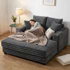 HOMCOM 60" Oversized Upholstered Chaise Lounge Sofa Bed - Grey-A robust frame supports up to 484 lb. (220 kg) for reliable, wobble-free stability