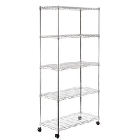 Seville Classics 5-Tier Steel Shelving - 60" H x 30" W x 14" D-Chrome plated steel provides necessary corrosion resistance in dry environments