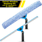 Gritt Commercial Swivel Window Washing Kit - 18" Squeegee - 18" Washer-Handle swivels 180° to reach tight corners, edges and sills