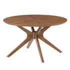 Modway Crossroads Round Wood Coffee Table - Walnut-Mid Century Modern Coffee Table