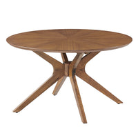 Modway Crossroads Round Wood Coffee Table - Walnut-Mid Century Modern Coffee Table