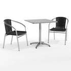 Flash Furniture – Table carrée de 27,5 po en aluminium/2 chaises en rotin noir, intérieur/extérieur (TLH-ALUM-28SQ-020BKCHR2-GG)-Aluminium, noir