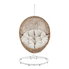 Modway Encase Outdoor Patio Rattan Swing Chair - Cappuccino Beige-Weight Capacity: 330 lb