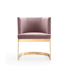 Manhattan Comfort - Lot de 2 chaises de salle à manger modernes Aura 62 cm, revêtement en velours rose poudré et laiton poli-Capacité de charge : 136 kg