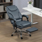 Vinsetto PU Leather Heated Massage Office Chair with Vibration - Grey-Use massage with a wired remote control, and with the side pocket to store