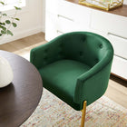 Modway Savour Tufted Performance Velvet Accent Chairs - Emerald - Set of 2-Gold Stainless Steel Legs