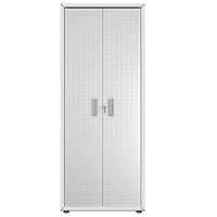 Manhattan Comfort Fortress Modern Garage Cabinet - 30.3" W x 74.8" H - White-Diamond Shape Textured Metal 74.8" Storage Cabinet for Garage Use