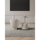 Manhattan Comfort - Lot de 2 tables d’appoint modernes Anderson en similicuir crème-Table d’appoint 1.0 Caractéristiques Belle table ronde en acier doré