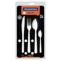 Tramontina Flatware Set - 24 Piece Set-Classic cutlery, entirely in stainless steel, goes to the table at daily meals. The thickness and shine of the steel guarantee resistance and beauty to the pieces even after many times of use. They do not deform even when exposed to high temperatures. They can go in the dishwasher
