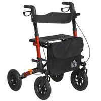HOMCOM - déambulateur pliant réglable avec roues en caoutchouc 10 po et siège - rouge-Peut être plié rapidement et facilement grâce à son design innovant 