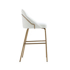 Manhattan Comfort Gracie 22" Modern Leatherette Upholstered Barstool - White and Gold - 3 Pack-Seat Height: 29.1 in